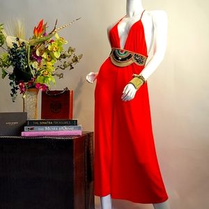 ZARA stunning orange/ red jersey jumpsuit.